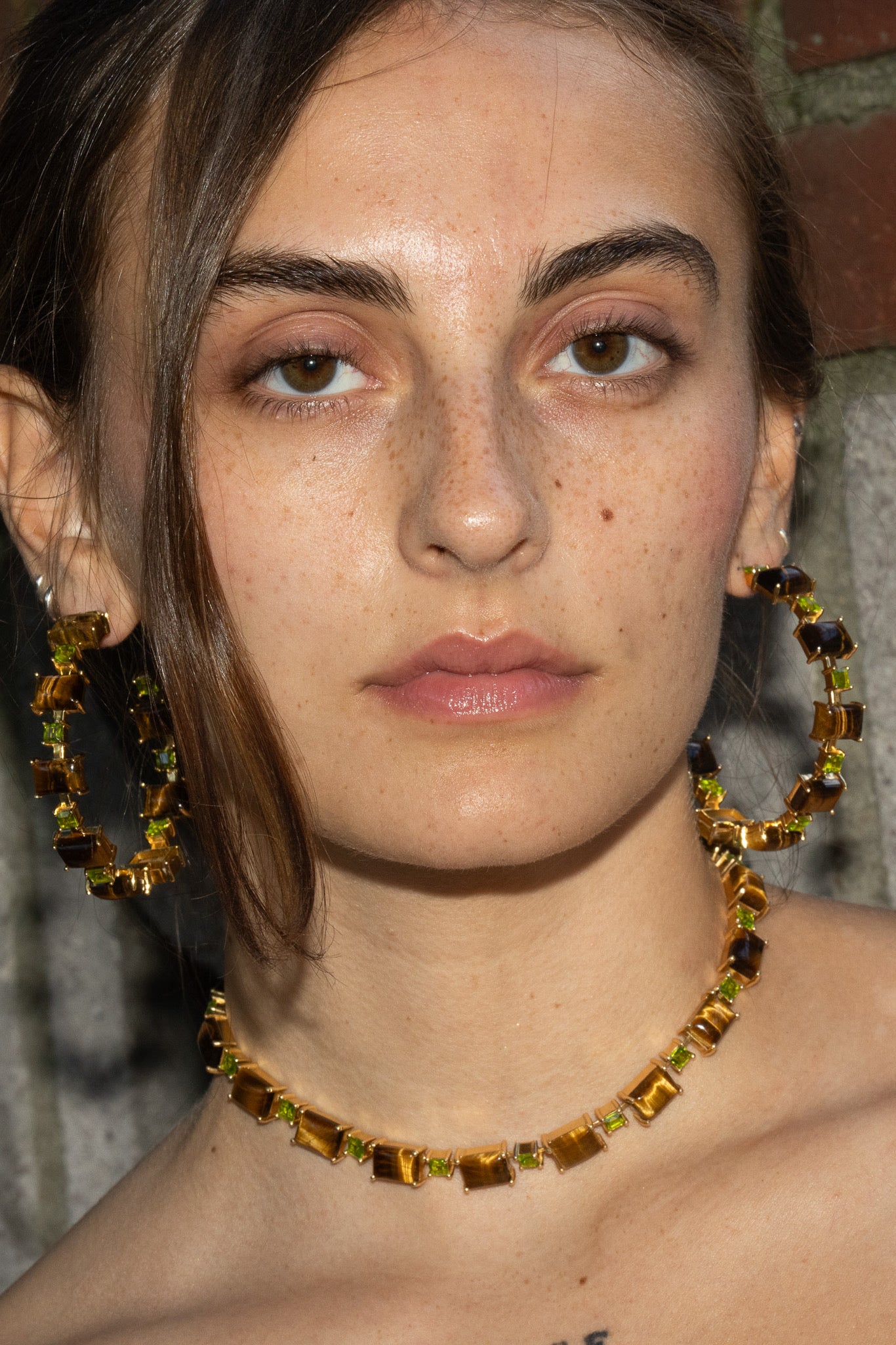 Battlement Choker in Genuine Tiger Eye And Poison Dart (Gold) Jewelry Vesper Obscura