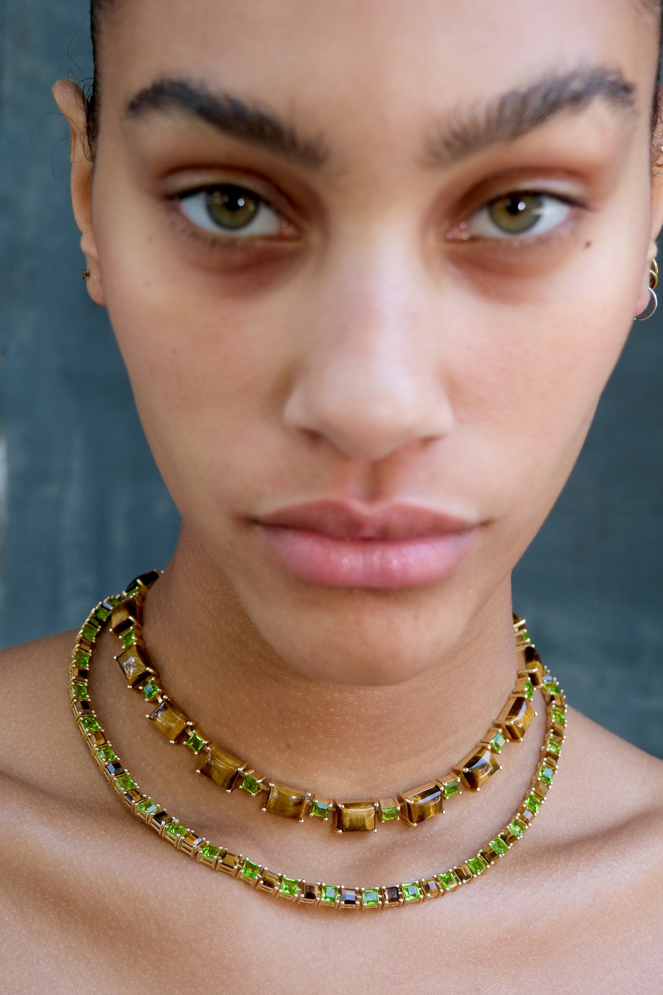 Battlement Choker in Genuine Tiger Eye And Poison Dart (Gold) Jewelry Vesper Obscura