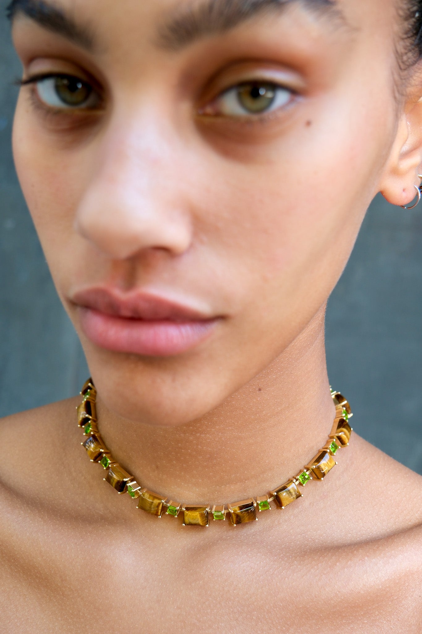 Battlement Choker in Genuine Tiger Eye And Poison Dart (Gold) Jewelry Vesper Obscura