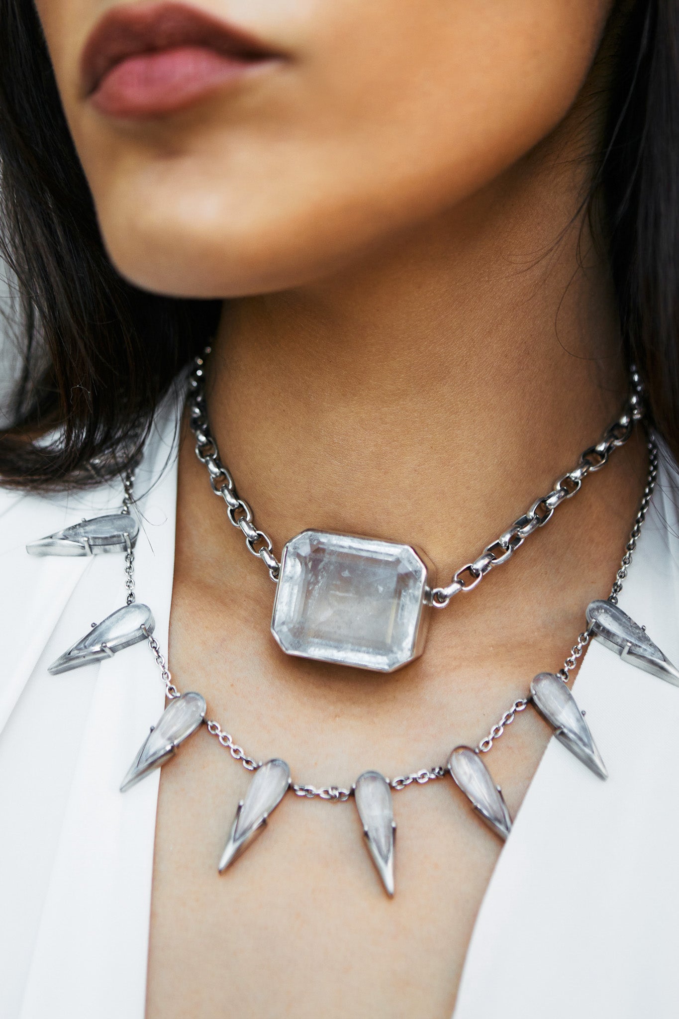 Square Goliath Choker in Striated Crystal Jewelry mia vesper